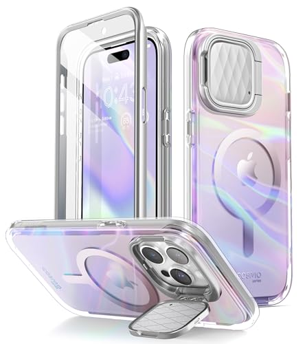 Image of i-Blason Cosmo Mag for iPhone 15 Pro Max Case with Camera Cover Stand, [Compatible with MagSafe] Slim Stylish Full-Body Protective Case with Built-in Screen Protector (Wave)