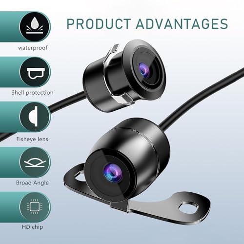 Image of Downhill Car Reversing Camera, IP68 Waterproof HD Night Vision CCD Rear View Camera with Bracket Wire Harness, 170 Degree Wide-Angle Dynamic Path Guide Line Camera, Universal for Most Cars (Black)