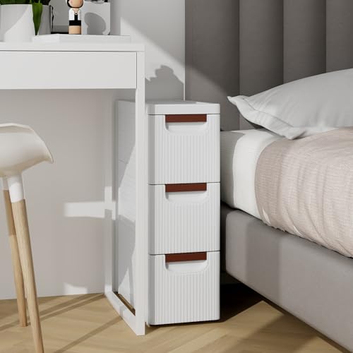 GIANTEX Cajonera Estrecha con Ruedas con 3/4/5/6 Cajones, Mueble de Almacenamiento de Plástico para Espacios Pequeños, Organizador para Baño, Dormitorio, Salón (42 x 19 x 57 cm)