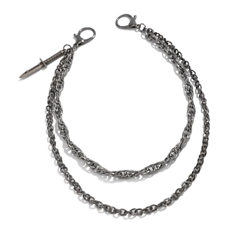 XuQiZZpp Colgante de poniard alternativo único para pantalones, cadena gótica oscura para hombre, diseño elegante