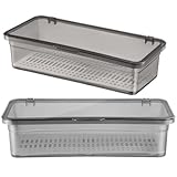 NIYANGLE Caja para Palillos Drenaje y Tapa, Organizador de Cubiertos para Encimera de Cocina, 2 Unidades en Negro 26.8 X 12 X 7 CM, Accesorios para Utensilios Domésticos