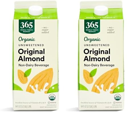 Image of 365 by Whole Foods Market, Almond Milk Unsweetened Organic, 64 Fl Oz (Pack of 2)