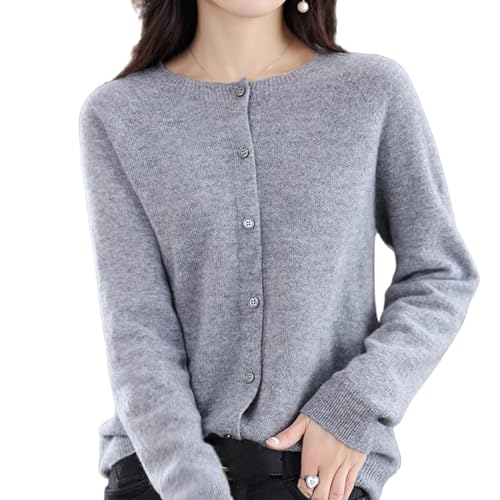 MRTURK Cashmere Cardigan Sweaters for Women, 100% Cashmere Button Front Long Sleeve Cardigan Soft Warm Knit Elastic Jumpers (L,06)