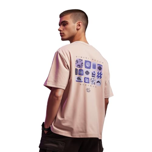 Image of Nobero Men's Oversized Graphic T-Shirt for Men | Soft Cotton | Drop Shoulder Relaxed Fit | Printed Casual Tshirt for Men