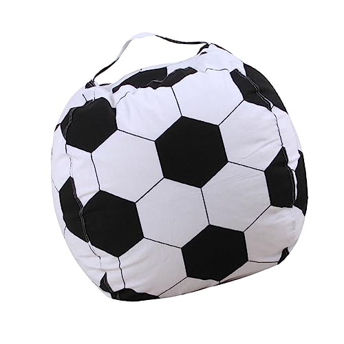Organización de cuarto infantil con la bolsa de fútbol guarda peluches y ropa de cama 2