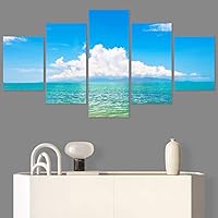 SIGNWIN 5 Panel Canvas Wall Art Modern Art Beach Coastal Expressive Global Multicolor Photography for Home Decorations Ready to Hang - 60