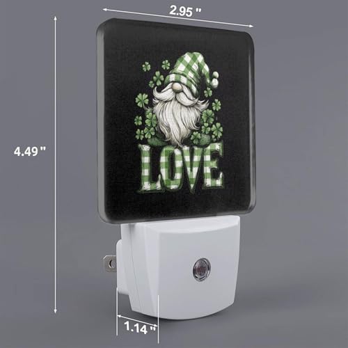 Image of Clovers with Gnome Love LED Plug-in Night Light 2-Pack, Auto Sensor Nightlights Set of 2 for Bedroom Bathroom Corridors