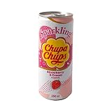 Chupa Chups Sparkling Soft Drink Soda Strawberry & Cream Flavor 250ml / 8.5 Fl oz (24)