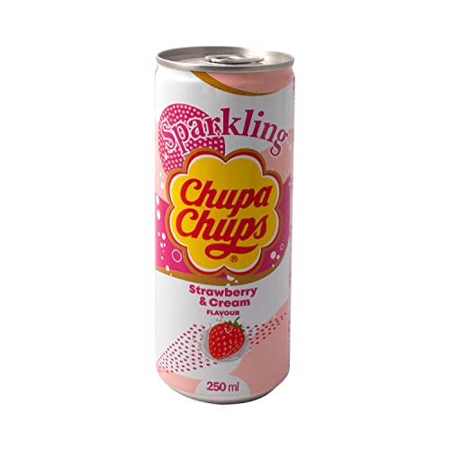 Chupa Chups Sparkling Soft Drink Soda Strawberry & Cream Flavor 250Ml / 8.5 Fl Oz (24) #TOP5