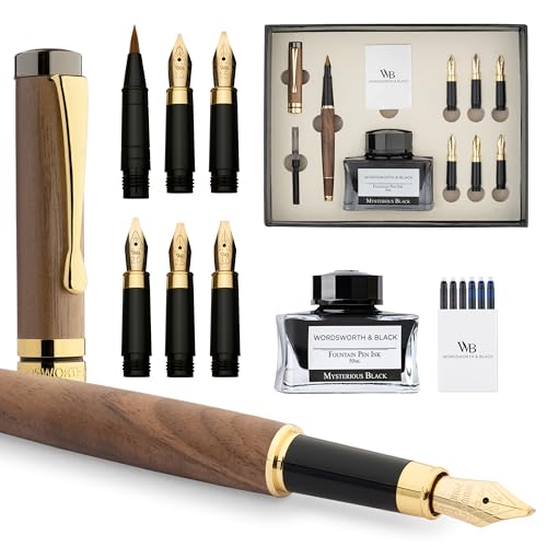 Stylo calligraphie Wordsworth & Black contre les ratures avec plumes de rechange et encre