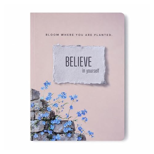 Image of Motivational Floral A5 Notebook Diary for Women & Students | Softbound Laminated Cover | Monthly Planner + Daily Planner | 21 x 15 cm Ruled Journal | Inspirational Quote Cover