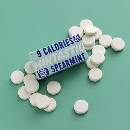 Mintastic® Spearmint Xl Mints | 9 Calories | Sugar Free Mints | 90% Less Calories | Erythritol | Low Calorie | Plant Based | Aspartame Free | Vegan | Sugar Free Sweets | 6 Packs (108 Mints Candy) #TOP2