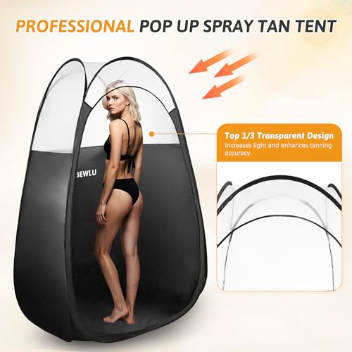 Sun Black Spray Tan Tent Pop Up Portable Professional Self Tanning Booth with Carry Bag Waterproof Floor and Extraction Fan Opening, Lightweight & Durable & Leak-Proof Easy Clean for Home & Salon - Thumbnail 5