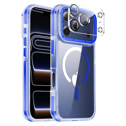 Yzoiko for iPhone 17 Pro Max Case, Magnetic & Shockproof, Clear Blue