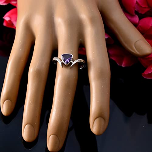 Bague Saint Valentin en argent 925 triangle et pierres précieuses
