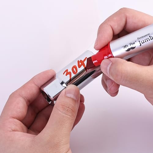 Image of Mr. Pen- Jumbo Permanent Markers, 4 Pack, Red, Chisel Tip, Wide Tip, Large | Thick Permanent Markers for Canvas, Posters Board, Fabric, Window, Glass, Wood, Waterproof, Quick Dry