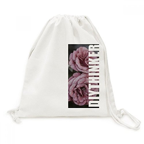 Sac à dos en toile à cordon roses imprimées fermeture rapide et bretelles ajustables