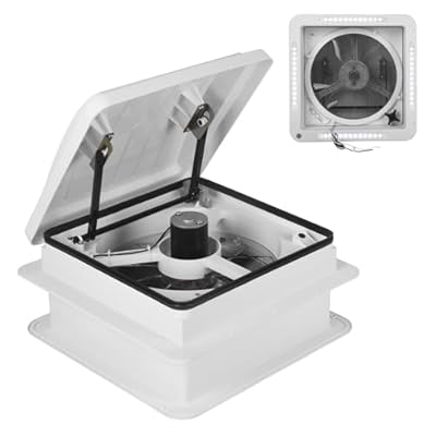 MAIGENAITE 14" RV Roof Vent Fan With LED Light, 12V Fantastic 4 Speed Reversible Air Circulation Exhaust for Camper, Travel Trailer, Cargo Trailer, Motorhome