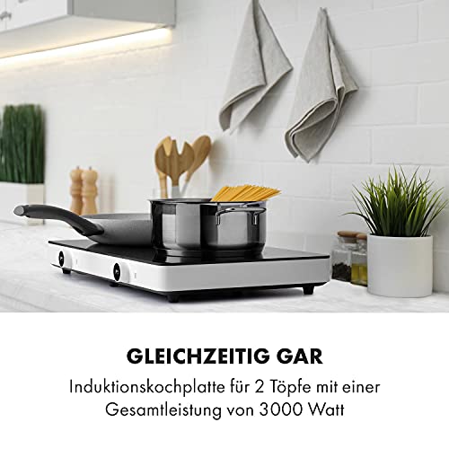 Klarstein Futurechef - Piano Cottura A Induzione Doppio, Potenza: 3000 Watt, 2 Zone, Manopola, Schermo Led, 10 Livelli Di Potenza, Timer, Portatile, Vetroceramica, Nero - 2