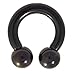6G 1/2" All Black Titanium Plated Horseshoe Ring (Circular Barbell) Jewelry for Stretched Piercings