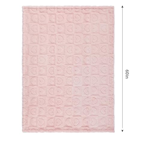 Image of 5 Pcs Baby Blanket Heart Checkered Ultra Soft Gift-Ready Plush for Newborns, Nursery & Stroller 30 inchx40 inch Light Pink