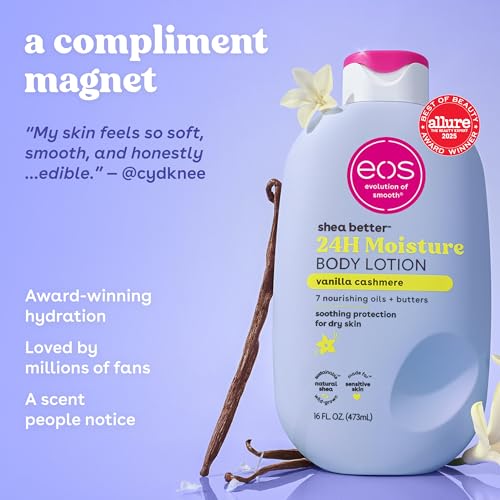 eos Shea Better Body Lotion Vanilla Cashmere, 24-Hour Moisture Skin Care, Lightweight & Non-Greasy, Natural Shea, Vegan, Vanilla Body Lotion, 16 fl oz - thumbnail 5