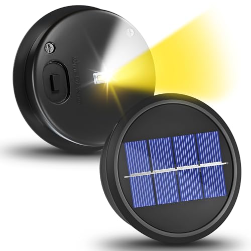 2 Pack Replacement Solar Light Parts for Lantern Solar Light Replacement Tops Waterproof LED Replacement for Outdoor Lanterns 2 Colors(Top 3.34 Inch Bottom 2.83 Inch)
