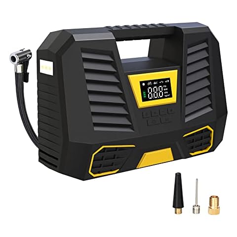 Tyre Inflator Air Compressor Portable, Digital Pressure Gauge Air Pump with Emergency LED Light,150 PSI Tire Pump for Cars,Bicycle,Balloons,Sports Ball and Other Inflatables Cover