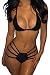 Pink Queen® Women's Bandage Halter Cross One Piece Swimsuits Monokini (L(US 10-12), Black)