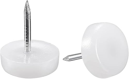 uxcell Pies de muebles para uñas de plástico deslizante, almohadillas protectoras para patas de mesa, 0.551 in de diámetro, color blanco, 20 unidades