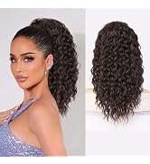 AISI BEAUTY Brown Ponytail Extension Curly Drawstring Ponytail for Black Women Full Fake Ponytail...