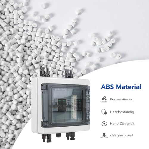 WSPIHO 40A 1000V DC Trennschalter PV Anlage und überspannungsschutz PV für Blitzschutz,Photovoltaik Leitungsschutzschalter Einspeisesteckdose Balkonkraftwerk (2 String)