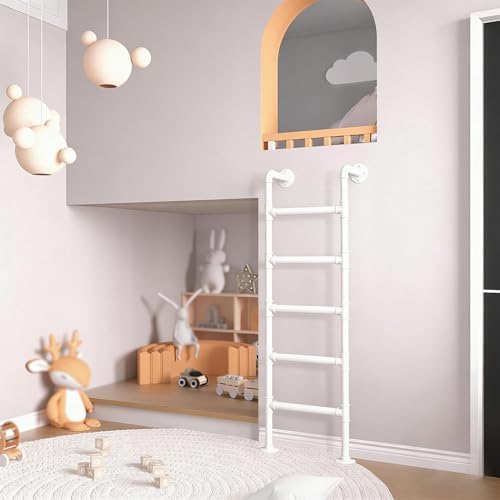 Space-Saving White Metal Window Well Ladder, 3.3ft Floor Standing Climb Ladder for Basement, Dorm, Library, Warehouse, RV, Boat - Durable & Easy Access
