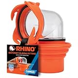 Camco RhinoFlex Clear RV Sewer Hose Elbow with 4-in-1 Adapter - Features a 360-Degree Fitting Rotation and Built-in Gasket for Odor-Tight Protection - Fits 4 Sizes of Dump Station Inlets (39736)