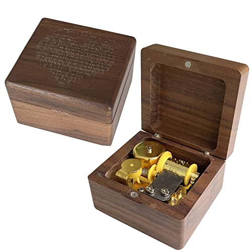 Pursuestar Vintage Luxury Walnut Wood Carved Mechanism Gold Movement Windup Music Box Gift For Christmas Valentine Anniversary Birthday Wedding Thanksgiving - Can't Help Falling In Love #TOP8