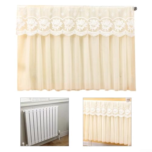 Elegant Lace Radiator Cover Dust Cover for Home Heating Equipment, Decorative Protective Fabric Shield with Floral Embroidery, Dustproof Breathable Easy Clean, Secure Fit Tie Straps(80cm) - Thumbnail 7