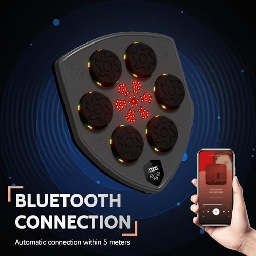 Music Boxing Machine,Smart Bluetooth Boxing Music Workout Machine for adults,Interactive Wall Boxing Punching Pad with Gloves,Boxing Training Equipment for Home,Indoor & Gym Workouts (Metallic Gray)