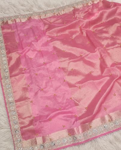 THREADS GALLERY pink tissue silk ghungroo saree – image 3