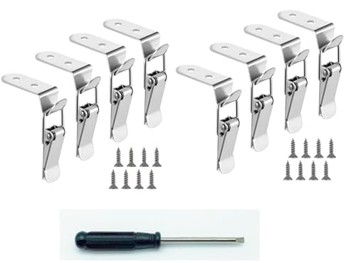 8 Pièces Fermeture à Levier à Pression, 23,5x72,5MM Loquet a Bascule à 90 Degrés,Fermoir de Tension avec 32 Vis et 1 Tournevis pour Armoire,Coffre À Outil, Coffret, Boîte, Tiroir