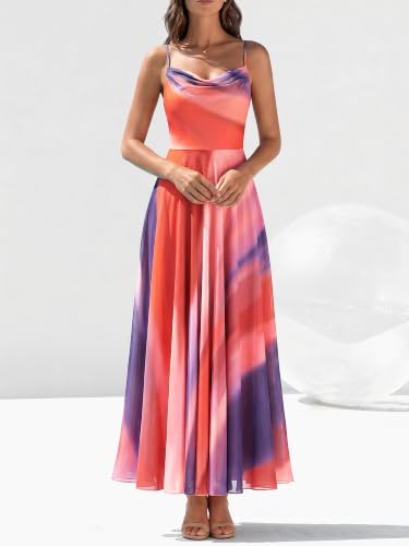Image of BTFBM Women Summer Maxi Dresses Elegant Wedding Guest Dress | Cowl Neck,Spaghetti Strap,Mesh,Floral,A-Line,Flowy,Party,Cocktail,Homecoming,Graduation,Sundress,Prom,Beach Long Dresses