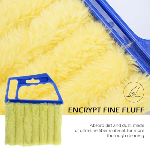 Ferianl 2PCS Blind Cleaner Duster Tool, Microfiber Washable Handheld Mini Duster Brush, 7-Finger Dusting Cleaner Tool for Air Conditioner Vents, Wood Blinds (Orange & Blue)