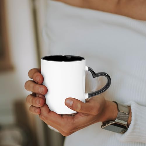 Set de 6 tazas de cerámica negra con asa corazón 11oz miniatura 5