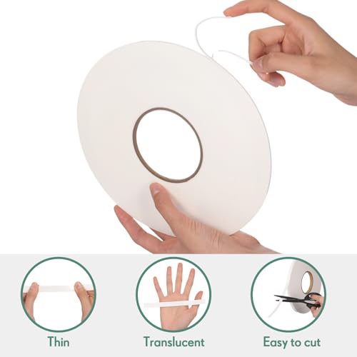 Image of Tatuo 2 Rolls Double Sided Foam Tape PE Foam Tape Sponge Soft Mounting Adhesive for DIY Craft Picture Poster Hanging(1 /8 Inch by 66 Feet,White)