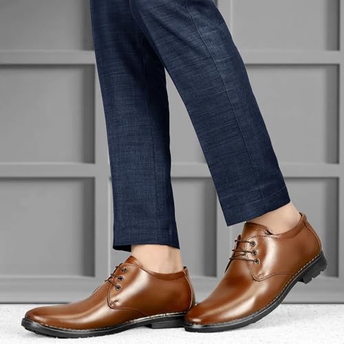Image of Leatherful Formal Lace-up Derby Shoes for Men | Full Grain Leather | TPR Sole & Nappa Lining | Office, Party, All Occassion | Genuine Leather | Smart Casual - YKDB020BL1S-06