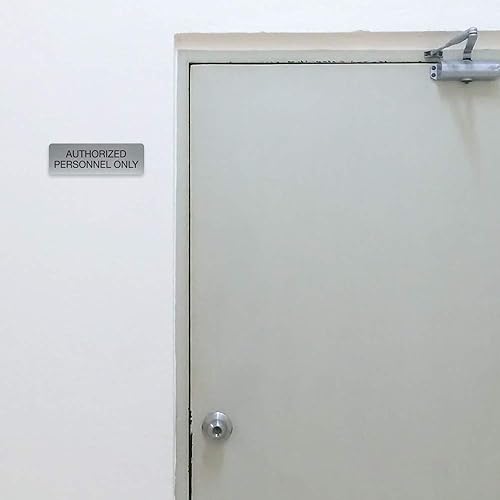 Miniatura 2 de SBLABELS Authorized Personnel Only - Letrero adhesivo para puerta y pared para restaurantes y pequeñas empresas, 3 x 9 pulgadas, color plateado
