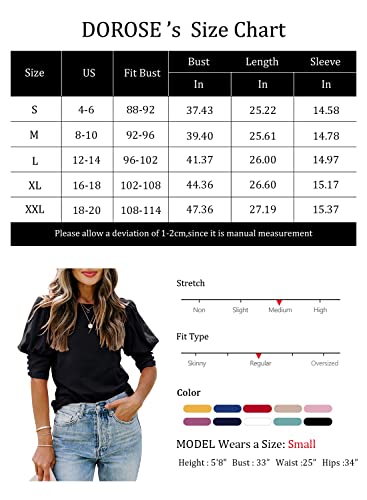 Dorose Women's Summer Short Sleeve Round Neck Casual Blouse Tops (Small, White) #TOP5