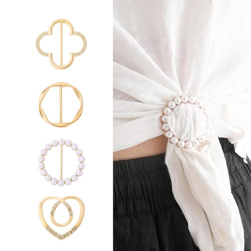 Image of Metal Scarf Ring Clip for Women Shirt Tightener Cinch Buckle T Shirt Tie Ring for Blouse Silk Scarf Shawl Sarong Clothing Accessories