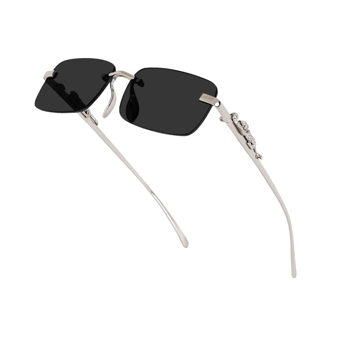 rozti Unisex Stainless Steel Silver (Bk Len) Tiger Oval Sunglasses, Free Size (Black)-picture-59