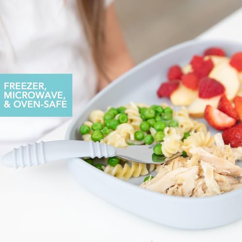 image for Bumkins Toddler and Baby Suction Plate, Silicone Grip Dish Large Tray 