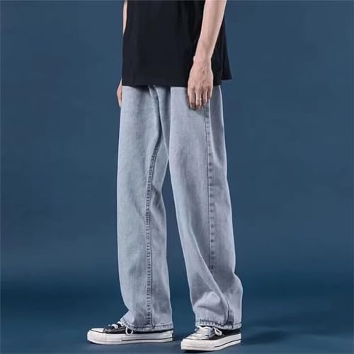 Mens Casual Simple Baggy High Waist Jeans Fashion Straight Wide Leg Denim with Pockets2